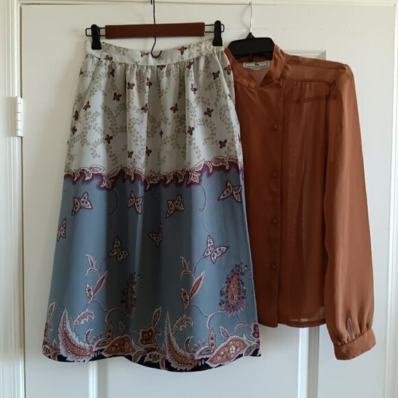 HOST PICK 2 items by Jonathan Martin petite skirt 11/12P shirt 8/10P VTG 70s-80s - Picture 1 of 16